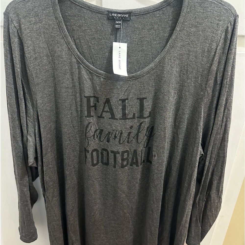 NWT Fall, family, football grey tee. Sz 26/28